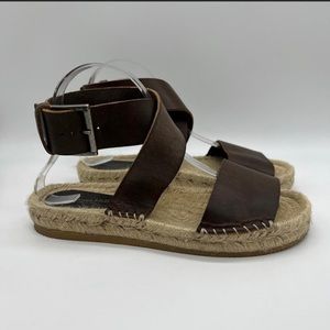 Garnet Hill Adelina Leather Ankle Strap Espadrille Sandals